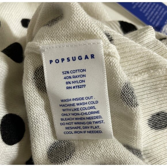 Popsugar White w/Black Polka Dots Long Sleeve Sweater Womens Size Large - Picture 10 of 10